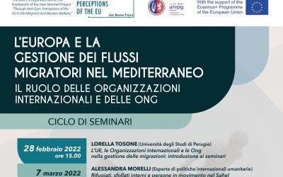 Series of Lectures, L’Europa e la gestione dei flussi migratori nel Mediterraneo. Il ruolo delle organizzazioni internazionali e delle Ong